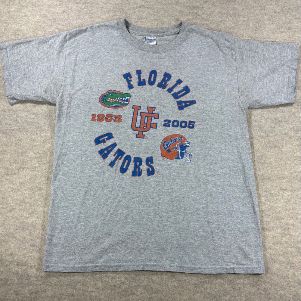 Gildan Florida Gators T-Shirt Mens Large Gray Short Sleeve Heavyweight Cotton L